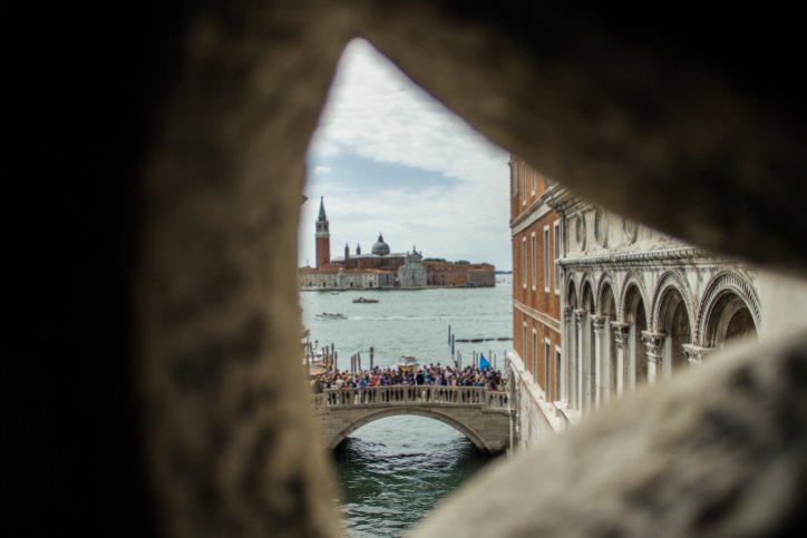 Venice--inside the Bridge of Sighs